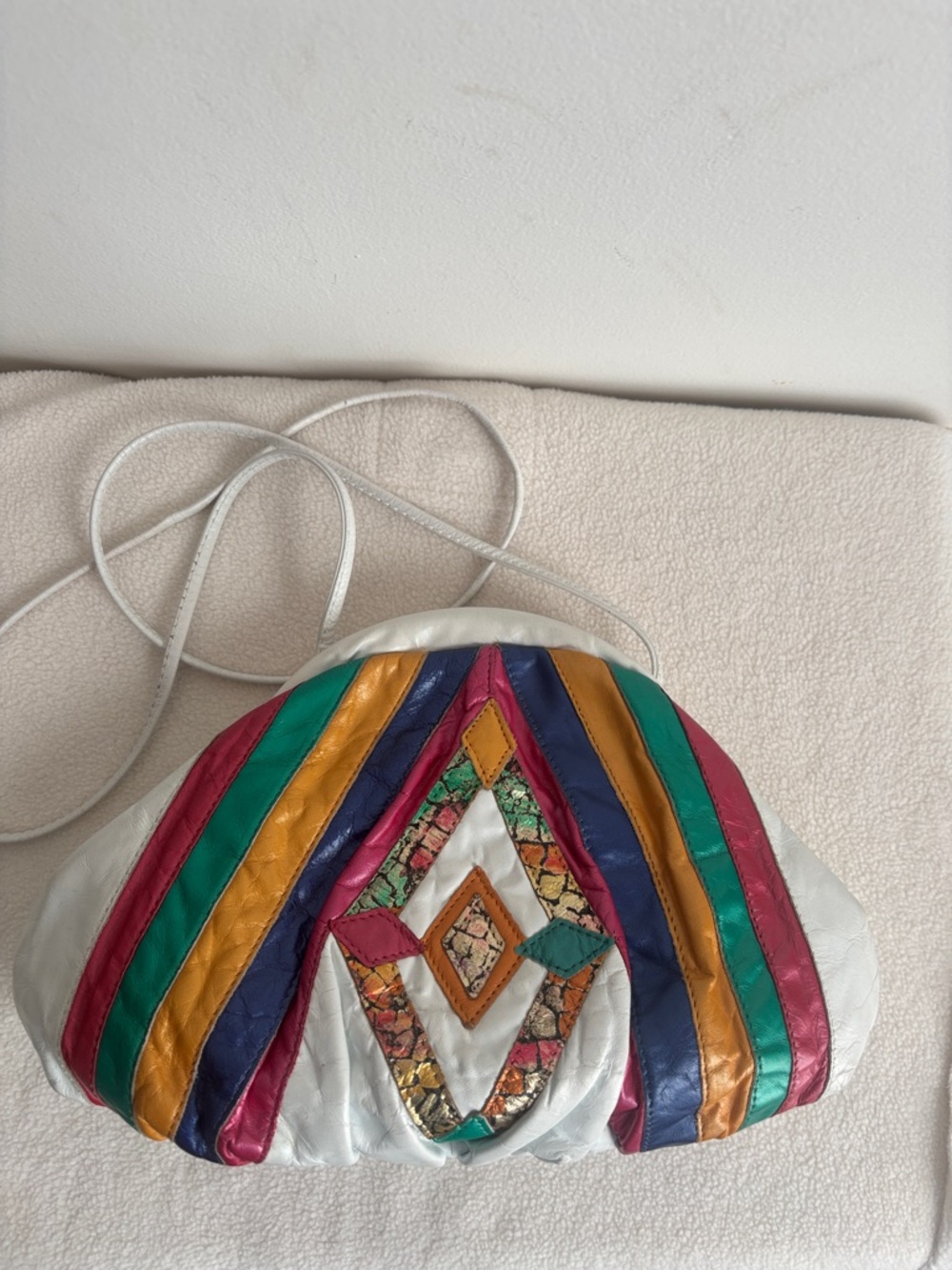 Vintage | 1980’s Samir Colorblock Multicolor Patchwork Leather Handbag - Picture 2 of 10